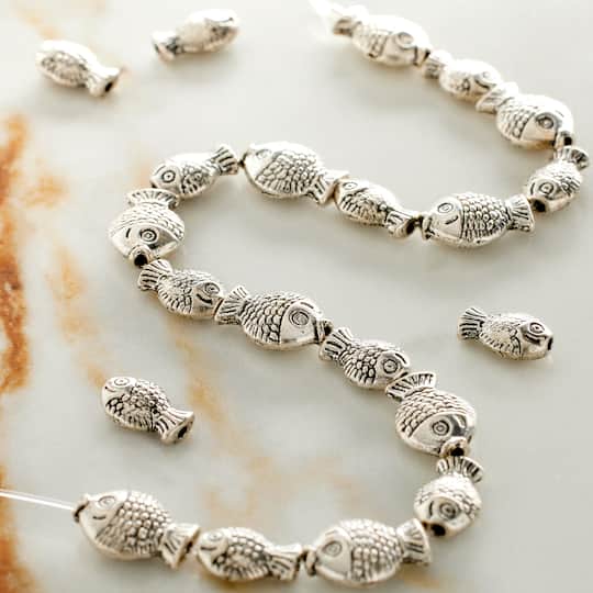 12 Packs: 20 ct. (240 total) Antique Silver Fish Mix Metal Beads by Bead Landing™